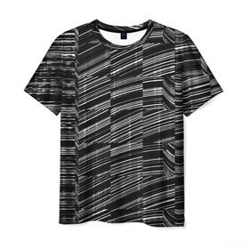 Мужская футболка 3D с принтом Серая штриховка в Тюмени, 100% полиэфир | прямой крой, круглый вырез горловины, длина до линии бедер | abstraction | color | optical | pattern | tie dye | абстракция | краска | краски | линии | оптический | паттерн | полосы | психоделика | узор
