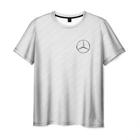 Мужская футболка 3D с принтом MERCEDES BENZ CARBON в Тюмени, 100% полиэфир | прямой крой, круглый вырез горловины, длина до линии бедер | amg | mercedes | марка | машины | мерседес