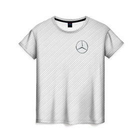 Женская футболка 3D с принтом MERCEDES BENZ CARBON в Тюмени, 100% полиэфир ( синтетическое хлопкоподобное полотно) | прямой крой, круглый вырез горловины, длина до линии бедер | amg | mercedes | марка | машины | мерседес