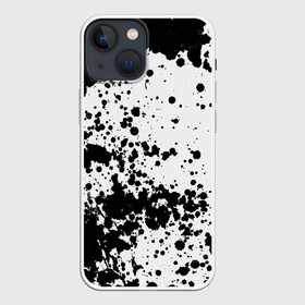 Чехол для iPhone 13 mini с принтом Черно белые капли в Тюмени,  |  | abstraction | watercolor | абстракция красок | акварель | брызги красок | живопись | краска | потертость красок | размытые краски | текстуры | черно белый | яркие | яркие краски