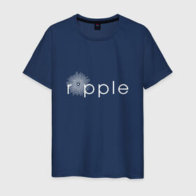 Мужская футболка хлопок с принтом Ripple в Тюмени, 100% хлопок | прямой крой, круглый вырез горловины, длина до линии бедер, слегка спущенное плечо. | coin | ripple | биткоин | криптовалюта | рипл