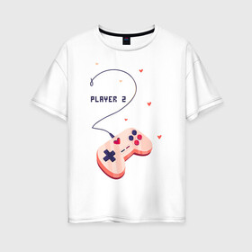 Женская футболка хлопок Oversize с принтом Perfect team в Тюмени, 100% хлопок | свободный крой, круглый ворот, спущенный рукав, длина до линии бедер
 | 14 февраля | game | gamepad | love | player | игра | любовь