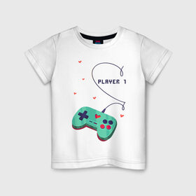 Детская футболка хлопок с принтом Perfect team в Тюмени, 100% хлопок | круглый вырез горловины, полуприлегающий силуэт, длина до линии бедер | 14 февраля | game | gamepad | love | player | игра | любовь