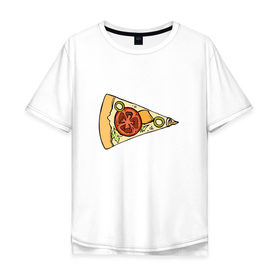 Мужская футболка хлопок Oversize с принтом Кусочек пиццы в Тюмени, 100% хлопок | свободный крой, круглый ворот, “спинка” длиннее передней части | 14 февраля | love | pizza | valentine | любовь