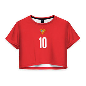 Женская футболка 3D укороченная с принтом Движение вверх в Тюмени, 100% полиэстер | круглая горловина, длина футболки до линии талии, рукава с отворотами | мюнхен | олимпиада 1972 | сборная ссср форма