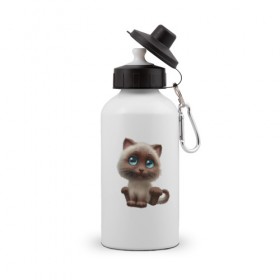 Бутылка спортивная с принтом Милый котик в Тюмени, металл | емкость — 500 мл, в комплекте две пластиковые крышки и карабин для крепления | кот | кошка