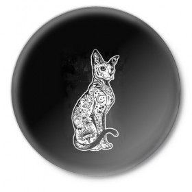 Значок с принтом cat в Тюмени,  металл | круглая форма, металлическая застежка в виде булавки | 