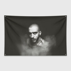 Флаг-баннер с принтом Хаски в Тюмени, 100% полиэстер | размер 67 х 109 см, плотность ткани — 95 г/м2; по краям флага есть четыре люверса для крепления | rap | дмитрий кузнецов | рэп | рэпер | хаски