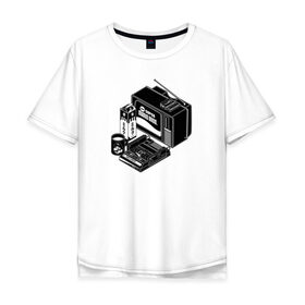 Мужская футболка хлопок Oversize с принтом Old School в Тюмени, 100% хлопок | свободный крой, круглый ворот, “спинка” длиннее передней части | Тематика изображения на принте: dendy | nintendo | super mario bros. | tv | денди | марио | нинтендо | тв