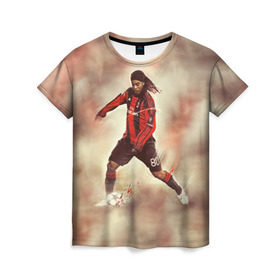 Женская футболка 3D с принтом Ronaldinho в Тюмени, 100% полиэфир ( синтетическое хлопкоподобное полотно) | прямой крой, круглый вырез горловины, длина до линии бедер | Тематика изображения на принте: ronaldinho | роналдиньо | роналдинью | рональдиньо