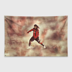 Флаг-баннер с принтом Ronaldinho в Тюмени, 100% полиэстер | размер 67 х 109 см, плотность ткани — 95 г/м2; по краям флага есть четыре люверса для крепления | ronaldinho | роналдиньо | роналдинью | рональдиньо