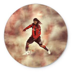 Коврик для мышки круглый с принтом Ronaldinho в Тюмени, резина и полиэстер | круглая форма, изображение наносится на всю лицевую часть | ronaldinho | роналдиньо | роналдинью | рональдиньо