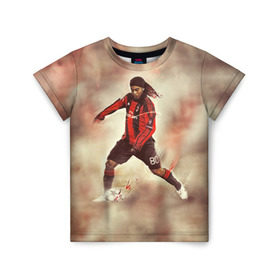 Детская футболка 3D с принтом Ronaldinho в Тюмени, 100% гипоаллергенный полиэфир | прямой крой, круглый вырез горловины, длина до линии бедер, чуть спущенное плечо, ткань немного тянется | Тематика изображения на принте: ronaldinho | роналдиньо | роналдинью | рональдиньо