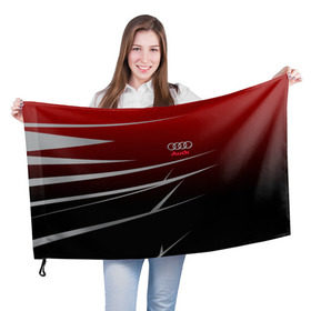 Флаг 3D с принтом AUDI SPORT в Тюмени, 100% полиэстер | плотность ткани — 95 г/м2, размер — 67 х 109 см. Принт наносится с одной стороны | audi | ауди | марка | машины