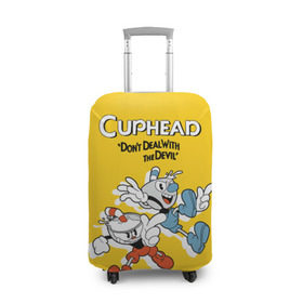 Чехол для чемодана 3D с принтом Cuphead в Тюмени, 86% полиэфир, 14% спандекс | двустороннее нанесение принта, прорези для ручек и колес | cuphead | капхед | компьтерная игра