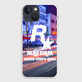 Чехол для iPhone 13 mini с принтом Максим в стиле GTA в Тюмени,  |  | game | grand theft auto v | gta 5 | gta online | gta v | город | игры | имена | максим
