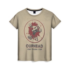 Женская футболка 3D с принтом Cuphead в Тюмени, 100% полиэфир ( синтетическое хлопкоподобное полотно) | прямой крой, круглый вырез горловины, длина до линии бедер | cuphead | капхед | компьтерная игра