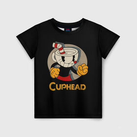 Детская футболка 3D с принтом Cuphead в Тюмени, 100% гипоаллергенный полиэфир | прямой крой, круглый вырез горловины, длина до линии бедер, чуть спущенное плечо, ткань немного тянется | cuphead | капхед | компьтерная игра