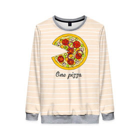 Женский свитшот 3D с принтом One love, One pizza в Тюмени, 100% полиэстер с мягким внутренним слоем | круглый вырез горловины, мягкая резинка на манжетах и поясе, свободная посадка по фигуре | 14 февраля | love | pizza | valentine | любовь