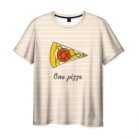 Мужская футболка 3D с принтом One Love, One Pizza в Тюмени, 100% полиэфир | прямой крой, круглый вырез горловины, длина до линии бедер | Тематика изображения на принте: 