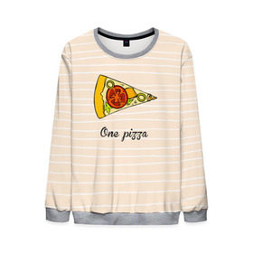 Мужской свитшот 3D с принтом One Love, One Pizza в Тюмени, 100% полиэстер с мягким внутренним слоем | круглый вырез горловины, мягкая резинка на манжетах и поясе, свободная посадка по фигуре | Тематика изображения на принте: 