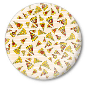 Значок с принтом Pizza love в Тюмени,  металл | круглая форма, металлическая застежка в виде булавки | 14 февраля | love | pizza | valentine | любовь