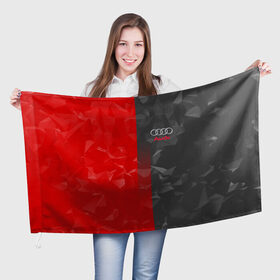 Флаг 3D с принтом AUDI SPORT в Тюмени, 100% полиэстер | плотность ткани — 95 г/м2, размер — 67 х 109 см. Принт наносится с одной стороны | ауди | машины