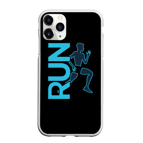 Чехол для iPhone 11 Pro матовый с принтом RUN в Тюмени, Силикон |  | Тематика изображения на принте: бег | зал | здоровья | сила | синий | спорт | темный | человек