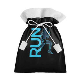 Подарочный 3D мешок с принтом RUN в Тюмени, 100% полиэстер | Размер: 29*39 см | бег | зал | здоровья | сила | синий | спорт | темный | человек