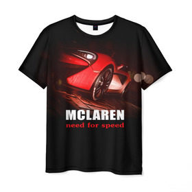 Мужская футболка 3D с принтом McLaren - жажда скорости в Тюмени, 100% полиэфир | прямой крой, круглый вырез горловины, длина до линии бедер | auto | mclaren 570s | авто | автомобиль | машина | суперкар | тачка