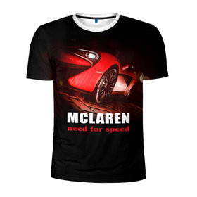 Мужская футболка 3D спортивная с принтом McLaren - жажда скорости в Тюмени, 100% полиэстер с улучшенными характеристиками | приталенный силуэт, круглая горловина, широкие плечи, сужается к линии бедра | auto | mclaren 570s | авто | автомобиль | машина | суперкар | тачка
