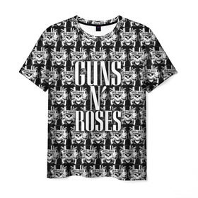Мужская футболка 3D с принтом Guns n roses в Тюмени, 100% полиэфир | прямой крой, круглый вырез горловины, длина до линии бедер | guns n roses | gunsnroses | ганз н роус | ганзес роус | ганзесроус | ганзнроус | дафф маккаган | диззи рид | мелисса риз | ричард фортус | рок | слэш | франк феррер | эксл роуз