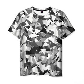Мужская футболка 3D с принтом Городской серый камуфляж в Тюмени, 100% полиэфир | прямой крой, круглый вырез горловины, длина до линии бедер | Тематика изображения на принте: армия | геометрический | геометрия | маскировка | милитари | паттерн | текстура | треугольники | чернобелый