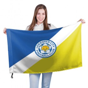 Флаг 3D с принтом Leicester City FC в Тюмени, 100% полиэстер | плотность ткани — 95 г/м2, размер — 67 х 109 см. Принт наносится с одной стороны | 