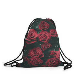 Рюкзак-мешок 3D с принтом Цветы Розы в Тюмени, 100% полиэстер | плотность ткани — 200 г/м2, размер — 35 х 45 см; лямки — толстые шнурки, застежка на шнуровке, без карманов и подкладки | 8 | день | женский | женский день | красная | любовь | марта | роза | розы | цветы
