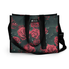 Сумка-шоппер 3D с принтом Цветы Розы в Тюмени, 100% полиэстер | застегивается на металлическую кнопку; внутренний карман застегивается на молнию. Стенки укреплены специальным мягким материалом, чтобы защитить содержимое от несильных ударов
 | 8 | день | женский | женский день | красная | любовь | марта | роза | розы | цветы