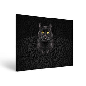 Холст прямоугольный с принтом Чёрный котик в Тюмени, 100% ПВХ |  | Тематика изображения на принте: кошка | чёрная