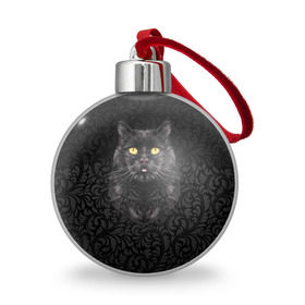 Ёлочный шар с принтом Чёрный котик в Тюмени, Пластик | Диаметр: 77 мм | Тематика изображения на принте: кошка | чёрная