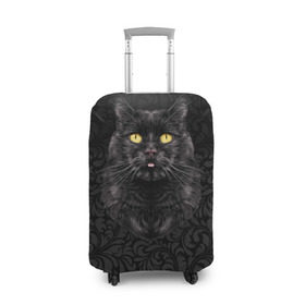 Чехол для чемодана 3D с принтом Чёрный котик в Тюмени, 86% полиэфир, 14% спандекс | двустороннее нанесение принта, прорези для ручек и колес | Тематика изображения на принте: кошка | чёрная