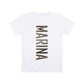 Детская футболка хлопок с принтом Marina-GOLD в Тюмени, 100% хлопок | круглый вырез горловины, полуприлегающий силуэт, длина до линии бедер | 