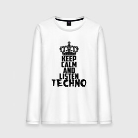Мужской лонгслив хлопок с принтом Keep calm and listen Techno в Тюмени, 100% хлопок |  | ebm | edm | hi nrg | techno | габбер | даб | детройт | дип | индастриал | италиан | минимал | музыка | синтипоп | тек хаус | техно | фанк | хард | чикаго хаус | шранц | эйсид | электро | электронная