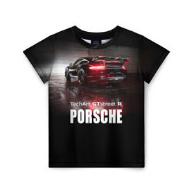 Детская футболка 3D с принтом Porsche GTstreet R в Тюмени, 100% гипоаллергенный полиэфир | прямой крой, круглый вырез горловины, длина до линии бедер, чуть спущенное плечо, ткань немного тянется | auto | porsche 911 | turbo s | авто | автомобиль | машина | спорткар | суперкар | тачка