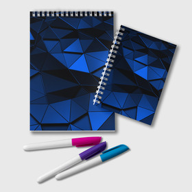 Блокнот с принтом Blue abstraction collection в Тюмени, 100% бумага | 48 листов, плотность листов — 60 г/м2, плотность картонной обложки — 250 г/м2. Листы скреплены удобной пружинной спиралью. Цвет линий — светло-серый
 | Тематика изображения на принте: abstraction | geometry | polygon | абстракция | геометрия | грань | краски | кубик | кубики | линии | мозаика | полигон | разноцветные | ребро | текстура | тени | узор