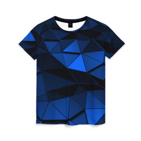 Женская футболка 3D с принтом Blue abstraction collection в Тюмени, 100% полиэфир ( синтетическое хлопкоподобное полотно) | прямой крой, круглый вырез горловины, длина до линии бедер | abstraction | geometry | polygon | абстракция | геометрия | грань | краски | кубик | кубики | линии | мозаика | полигон | разноцветные | ребро | текстура | тени | узор