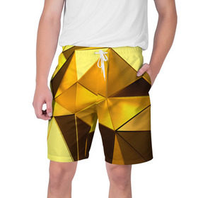 Мужские шорты 3D с принтом Gold texture в Тюмени,  полиэстер 100% | прямой крой, два кармана без застежек по бокам. Мягкая трикотажная резинка на поясе, внутри которой широкие завязки. Длина чуть выше колен | 