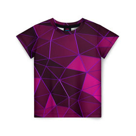 Детская футболка 3D с принтом Mosaic fashion в Тюмени, 100% гипоаллергенный полиэфир | прямой крой, круглый вырез горловины, длина до линии бедер, чуть спущенное плечо, ткань немного тянется | abstraction | geometry | polygon | абстракция | геометрия | грань | краски | кубик | кубики | линии | мозаика | полигон | разноцветные | ребро | текстура | тени | узор