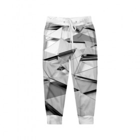 Детские брюки 3D с принтом Gray triangle в Тюмени, 100% полиэстер | манжеты по низу, эластичный пояс регулируется шнурком, по бокам два кармана без застежек, внутренняя часть кармана из мелкой сетки | 