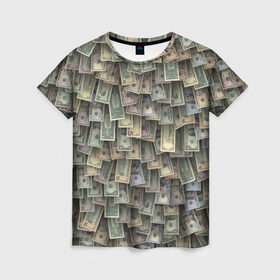 Женская футболка 3D с принтом Доллары США в Тюмени, 100% полиэфир ( синтетическое хлопкоподобное полотно) | прямой крой, круглый вырез горловины, длина до линии бедер | dollar | forex | usa | банкноты | богатство | валюта | деньги | доллар | купюры | паттрен | трейдер | чешуя
