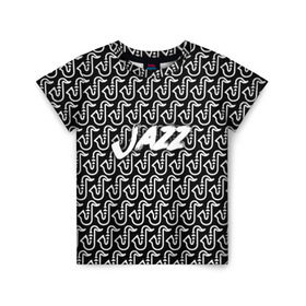 Детская футболка 3D с принтом Jazz в Тюмени, 100% гипоаллергенный полиэфир | прямой крой, круглый вырез горловины, длина до линии бедер, чуть спущенное плечо, ткань немного тянется | Тематика изображения на принте: jazz | африканские ритмы | афроамериканский | блюз | вокально | гармоническая | джаз | джас | европейская | жаз | жас | инструментальная | музыка | музыкальный | регтайм | структура | фольклор