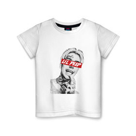 Детская футболка хлопок с принтом lil peep в Тюмени, 100% хлопок | круглый вырез горловины, полуприлегающий силуэт, длина до линии бедер | lil peep | лил пип | маленький пип